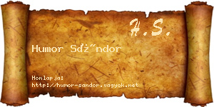 Humor Sándor névjegykártya